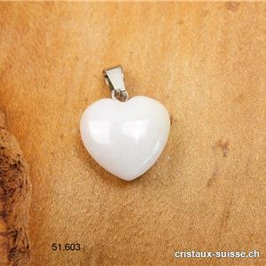 Pendentif Quartz blanc Coeur 1,6 cm avec boucle en métal