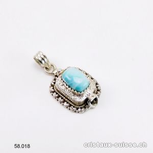 Pendentif Larimar SECRET en argent 925. Pièce unique