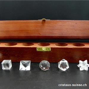 7 solides de Platon Cristal de Roche 1,3 à 2 cm