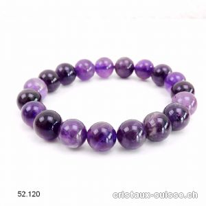 Bracelet Améthyste  10 mm, élastique 19 - 19,5 cm. Taille M-L