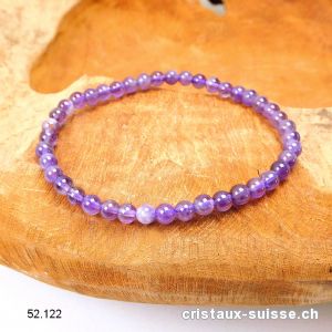 Bracelet Améthyste 4,5 mm, élastique 19 cm. Taille L