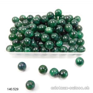 Fuchsite verte - Mica-Chrome - boule percée 5,5 - 6 mm. OFFRE SPECIALE