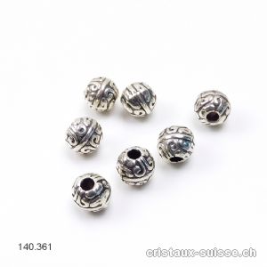 Intercalaire boule métal argenté 7 mm / perçage 3 mm. OFFRE SPECIALE