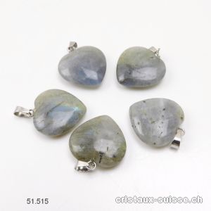 Pendentif Labradorite coeur 2 cm avec boucle métal