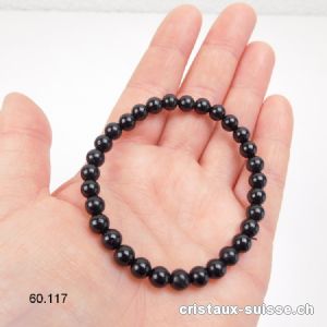 Bracelet Tourmaline noire 6-6,5 mm / 18 cm. Taille M