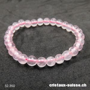 Bracelet Quartz Rose clair 6 mm, élastique 17,5 cm. Taille SM. OFFRE SPECIALE