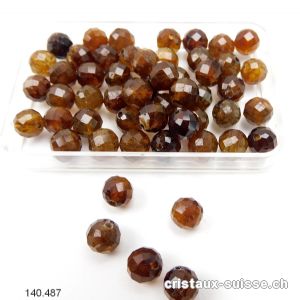 Tourmaline brune - Dravite facettée, boule percée 6 mm