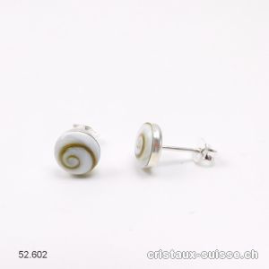 Clous d'oreilles Oeil de Sainte Lucie 8 mm, argent 925