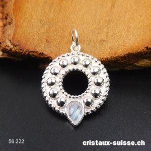 Pendentif Pierre de Lune arc-en-ciel en argent 925