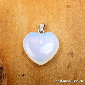 Pendentif Opalite - Opaline, coeur 2 cm avec boucle métal