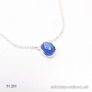 Pendentif Cyanite bleue avec chaîne en argent 925. Réglable 41 - 44 cm