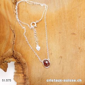 Pendentif Grenat clair avec chaîne en argent 925. Réglable 41 - 44 cm