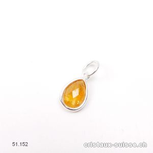 Pendentif Citrine mini-goutte facettée en argent 925, 11 x 8 mm