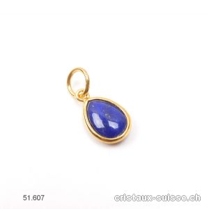 Pendentif Lapis-lazuli mini-goutte en argent 925 doré, 11 x 8 mm