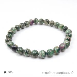 Bracelet Euchlorite 6,5 - 7 mm, élastique 17,5 - 18 cm. Taille SM