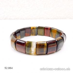 Bracelet Oeil Tigre - Boeuf - Faucon 1 x 1,5 cm, élastique 19 cm