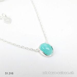 Pendentif Amazonite du Pérou avec chaîne en argent 925. Réglable 41 - 44 cm