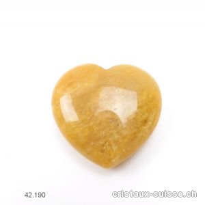 Coeur Jade jaune - beige 3 x 3 x 1,2 cm. Qual. A-B. OFFRE SPECIALE