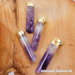 Pendentif Améthyste - Quartz semi-poli 4 cm avec boucle métal doré