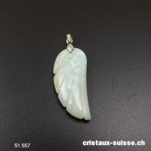 Pendentif Amazonite Aile d'ange avec boucle métal, 3,5 cm