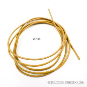 Cordon en cuir couleur Jaune-ambre à nouer, 1,5 mm / 1 mètre