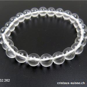 Bracelet Cristal de roche 8 mm, élastique 19 cm. Taille M-L. OFFRE SPECIALE