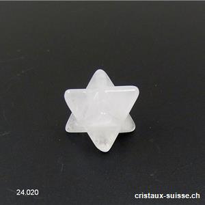 Petit Merkaba Cristal de Roche blanc, diagonale 2 cm x épais. 1,2 cm. OFFRE SPECIALE