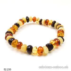 Bracelet Ambre couleurs mixtes 8 mm / 18-18,5 cm