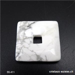 Magnésite - Howlite, donut carré 3 cm. OFFRE SPECIALE
