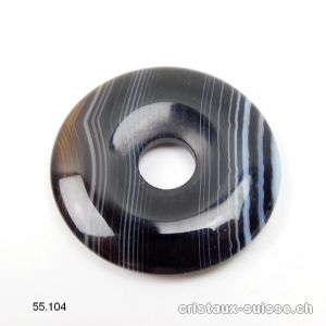 Agate noir-brun strié, Donut 3 cm