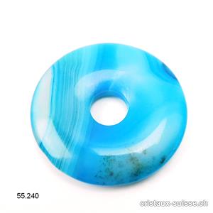 Agate bleue claire striée, Donut 3 cm