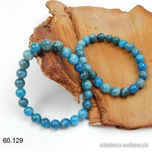 Bracelet Apatite bleue 8 - 8,5 mm, élastique 18,5 cm. Taille M-L. OFFRE SPECIALE