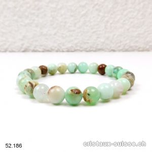 Bracelet Chrysoprase Boulder 8 - 9 mm, élastique 18,5 cm. Taille M