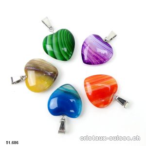 5 pendentifs Agate Coeurs 2 cm, boucles en métal. Offre Spéciale