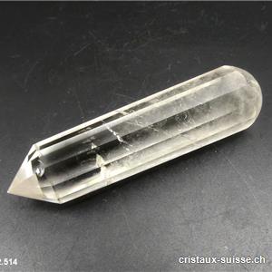 Wand Cristal de Roche 12 faces, long. 9,3 x épais. 2,4 cm. Pièce unique