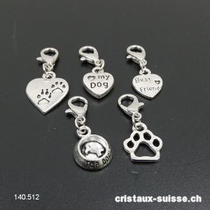 Lot 5 Charms 1 à 1,5 cm et crochet, en métal argenté. OFFRE SPECIALE