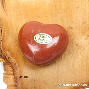 Coeur Jaspe rouge - ocre bombé 4,5 x 4 x 2,5 cm / 64 à 68 grammes. OFFRE SPECIALE