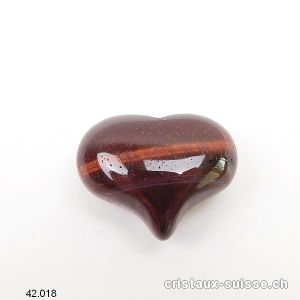 Coeur Oeil de Boeuf  - Oeil de Tigre rouge 2,5 x 2 cm, bombé