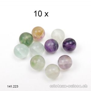 10 x Fluorite dominance verte et violette, boules percées 6 mm