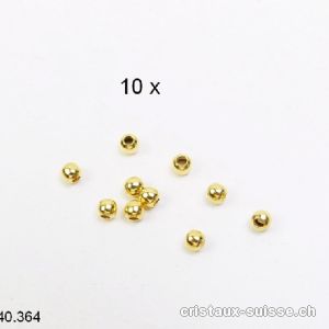 10 x Perles intercalaires ou cosses à écraser 2 mm Argent 925 plaqué or