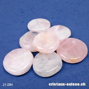 Quartz rose plat, clair 3,7 - 4,2 cm x épais. 1 cm. Taille L