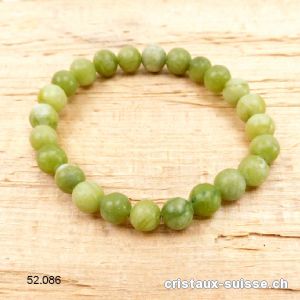 Bracelet Jade Serpentine 8-8,5 mm, élastique 18 cm. Taille M