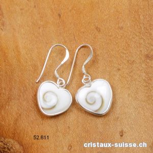 Boucles d'oreilles Oeil de Sainte Lucie, Coeur en argent 925