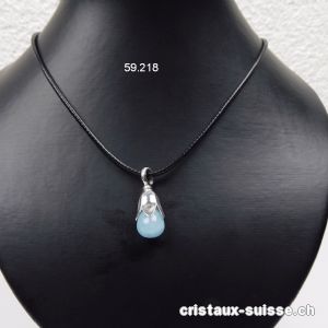 Pendentif Aigue-Marine en argent 925 avec chaîne Lederlook gratuite. Offre Spéciale