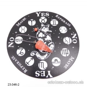 Lot DIVINATION avec Support en bois 15 cm ET Pendule Quartz pastèque