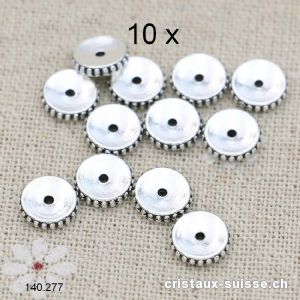 10 x Intercalaires Rondelle 6 mm x épais. 1 mm en métal argenté