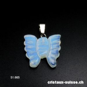 Pendentif Opalite - Opaline PAPILLON  avec boucle métal  2 x 1,7 cm