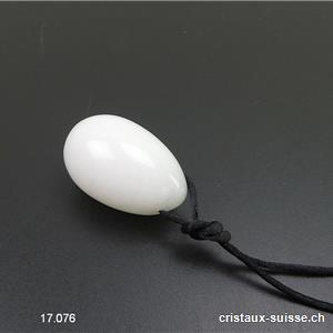 1 Oeuf YONI Jade blanc 3 x 2 cm. Taille S. PERCÉ