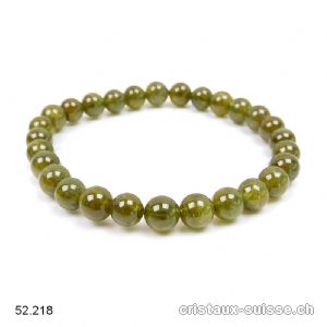 Bracelet Grenat Grossulaire vert 7 mm, élastique 17,5 cm. Taille SM