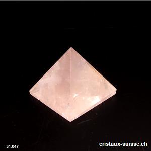 Pyramide Quartz rose, base 3,8 cm x haut. 3,1 cm. Pièce unique